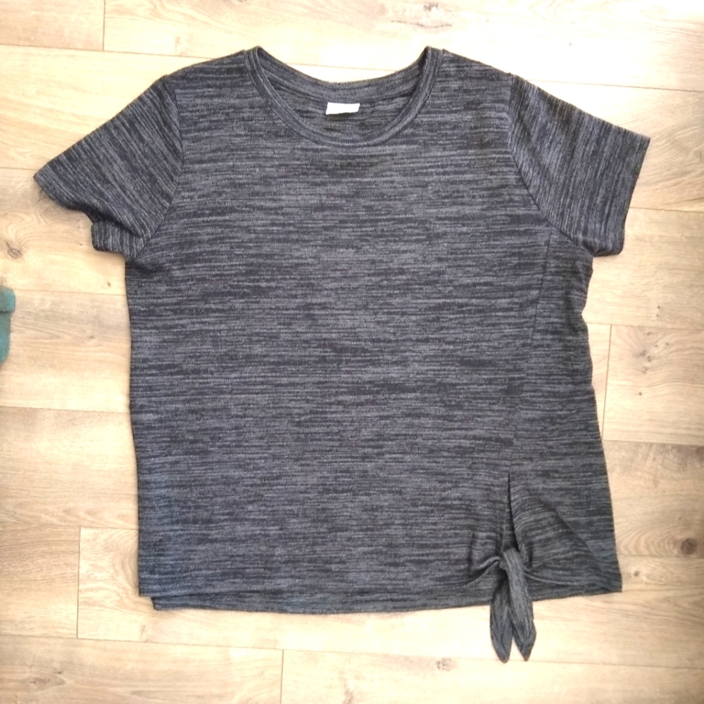 Ava & Viv Gray Crew Neck Short Sleeve Sweater 2X